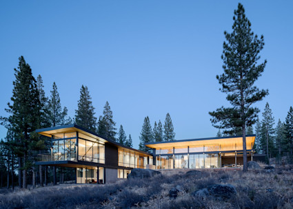 modern house with large full wall windows