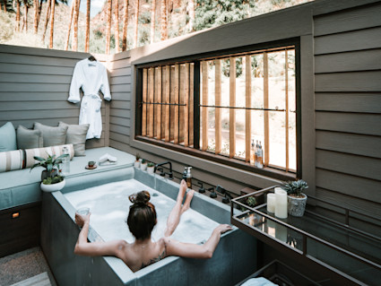 brand woman in tub