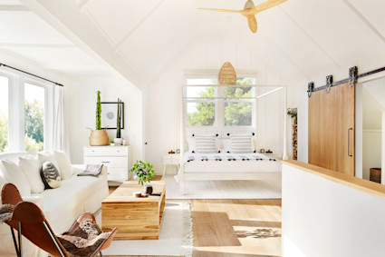 modern bedroom with sofa