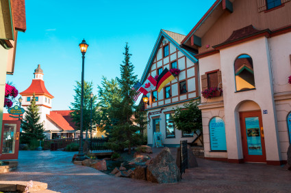 Bavarian style buildings in Frakenmuth, Michigan.