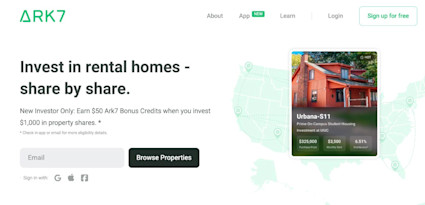 Image of the Ark7 homepage.