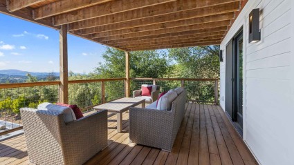 Napa second home balcony with outdoor seating