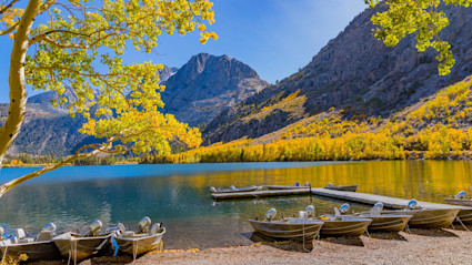 A photo of June Lake, a great place to enjoy fall in California.