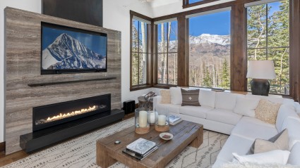 living room with mountain views