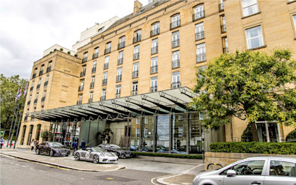 The Berkeley, a luxury establishment among high-end hotels in London, is pictured with its elegant exterior.