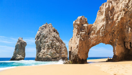 Unique rock formations rest off the coast of Los Cabos, one of the best vacation spots for couples. 