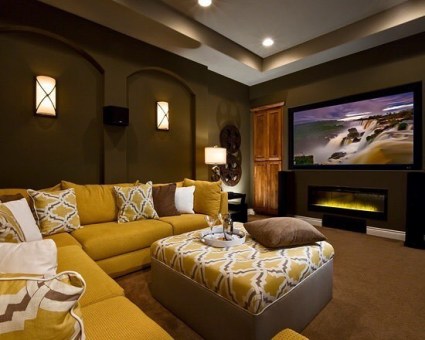 Yellow Couch with Home Theater
