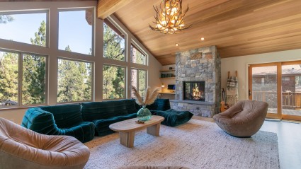 Tahoe living room with large windows