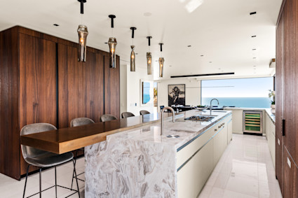 Large island kitchen with ocean view