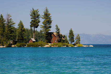 A luxury home on the shore of Lake Tahoe in summer makes a great second home.