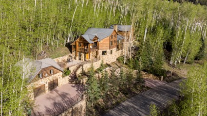 Aerial shot of mountain home