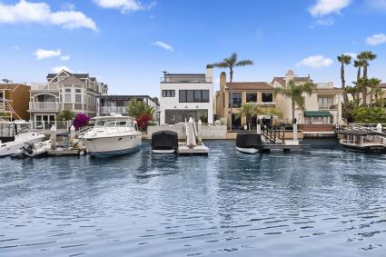 Waterfront homes with boats and docks