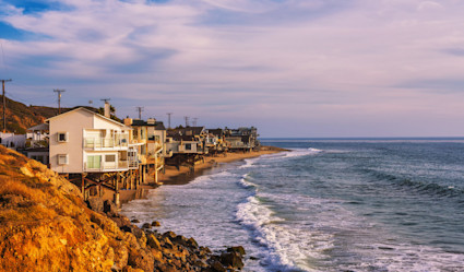 Homes situated along the coast.