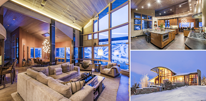 park city mountain home living room, kitchen, and exterior