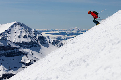 Person skiing in Big Sky, Montana.