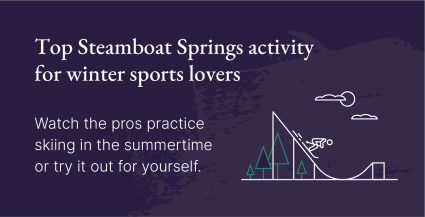 A graphic showing someone skilling in summer, one of the top Steamboat Springs summer activities.