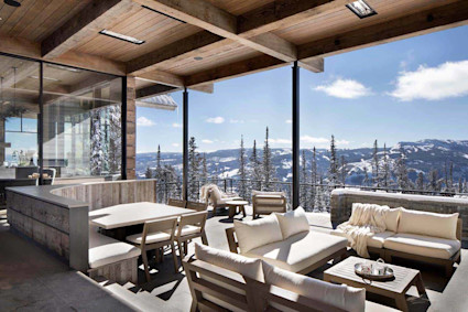 two living spaces overlooking mountain