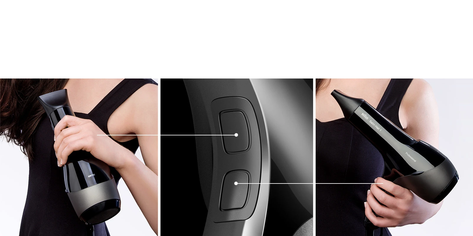 Braun Satin Hair 7 SensoDryer die verschillende posities mogelijk maakt