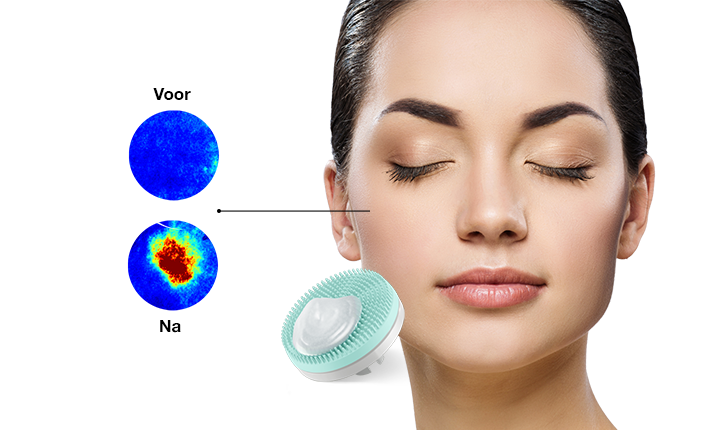 Het revitaliserende kussen masseert zacht voor een jeugdigere huid.