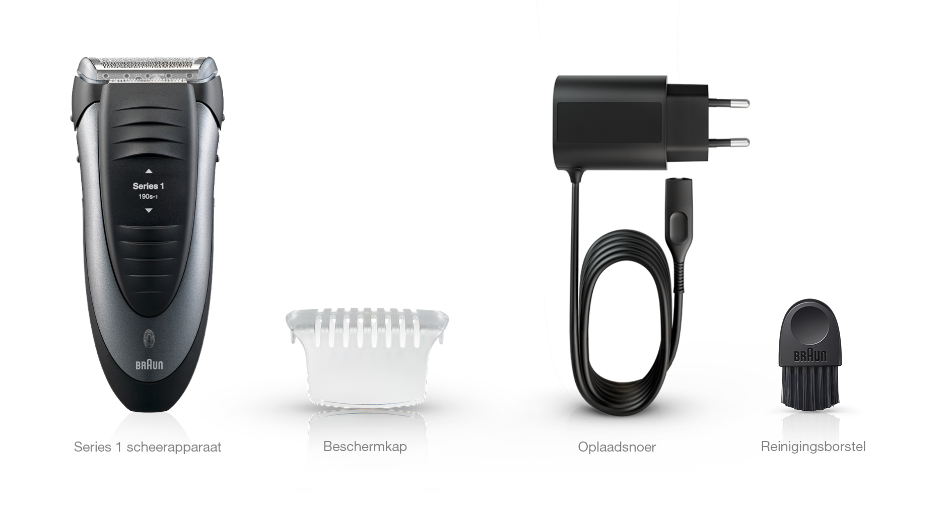 Braun Series 1 scheerapparaat met verschillende opzetstukken