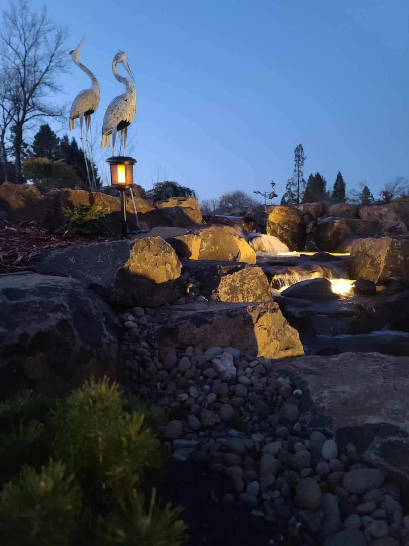 Lighted Waterfall Andreatta Waterscapes Grants Pass Oregon