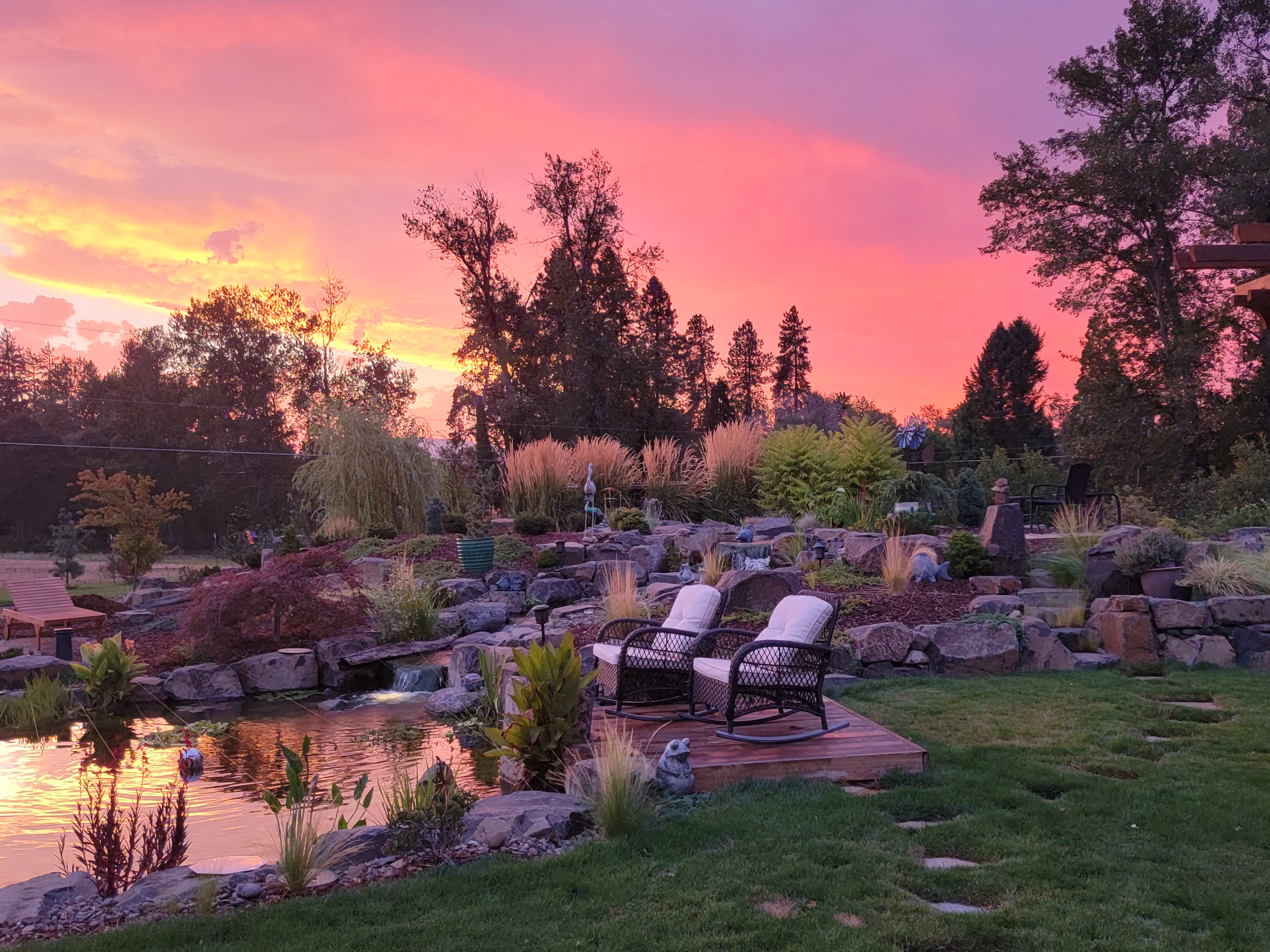Koi Pond at Sunset Andreatta Waterscapes Grants Pass Oregon