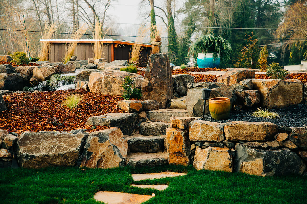 Stone Stairway Hardscapes Andreatta Waterscapes, Grants Pass Oregon