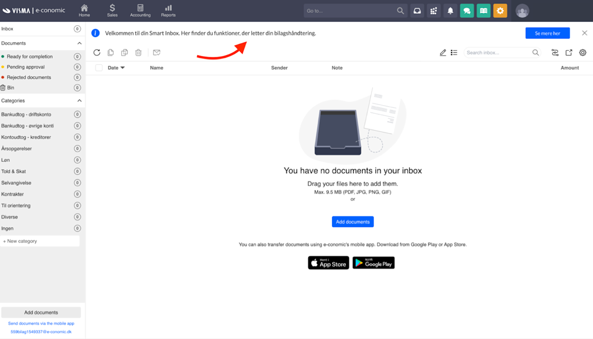 Bar component used to welcome users to their Smart inbox
