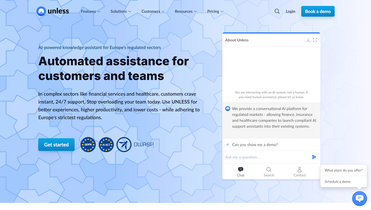 Unless homepage demo