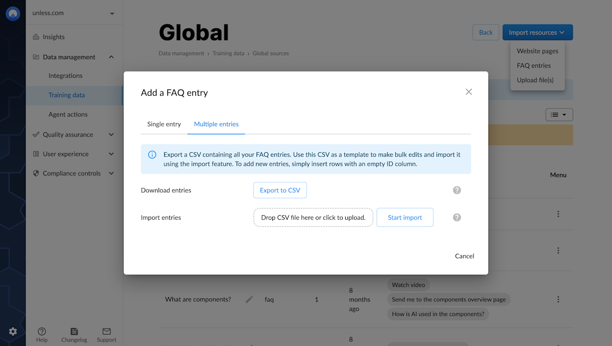Add multiple FAQ entries