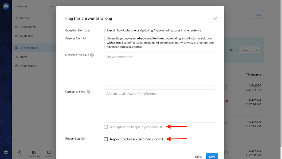 Flagging an answer as wrong