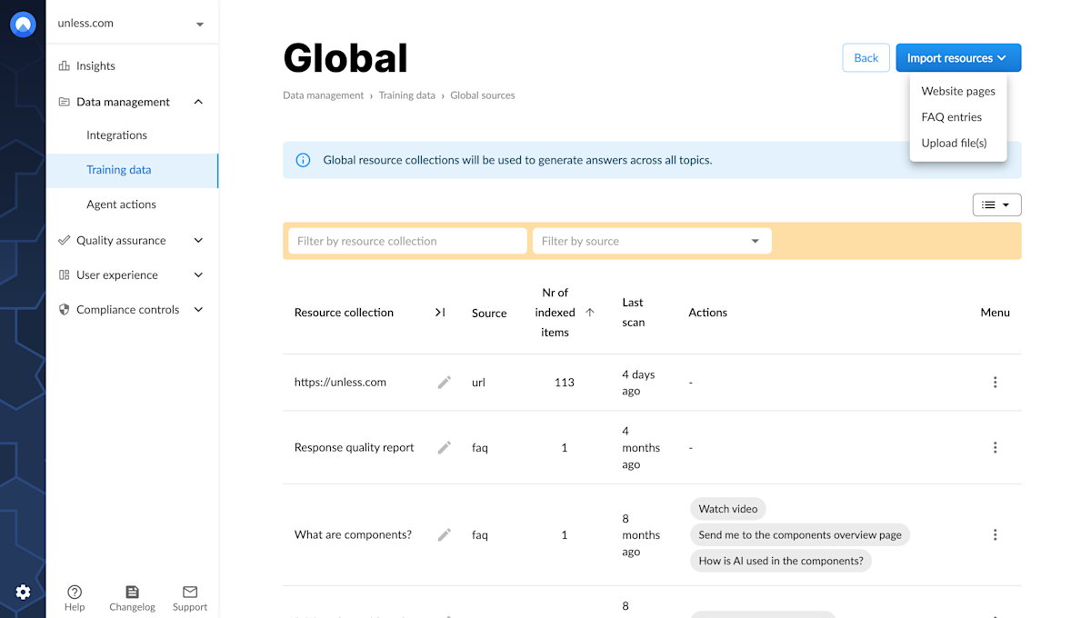 Import global resources