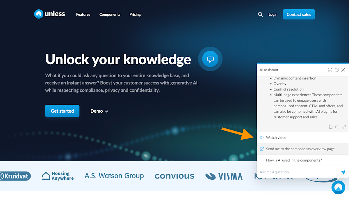 Actions seen live in a chat component