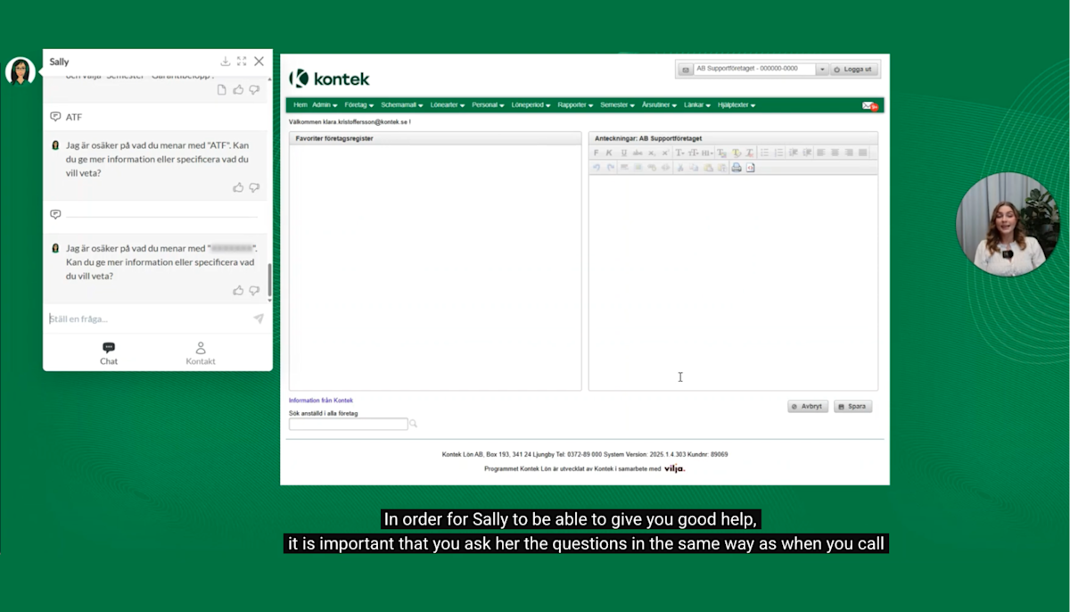 A screenshot from the explainer video of Kontek with tips on how to communicate with Sally