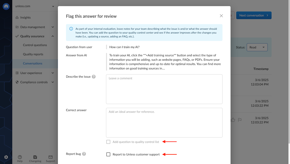 Flagging an answer for review