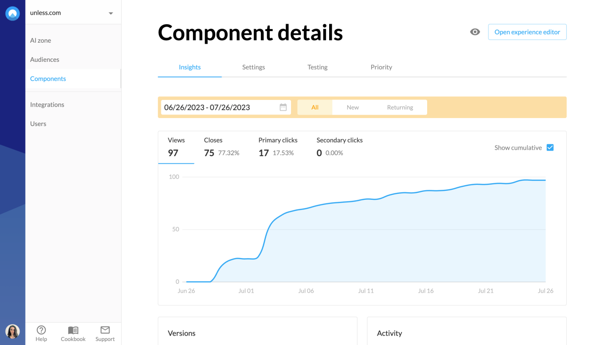 Component insights view