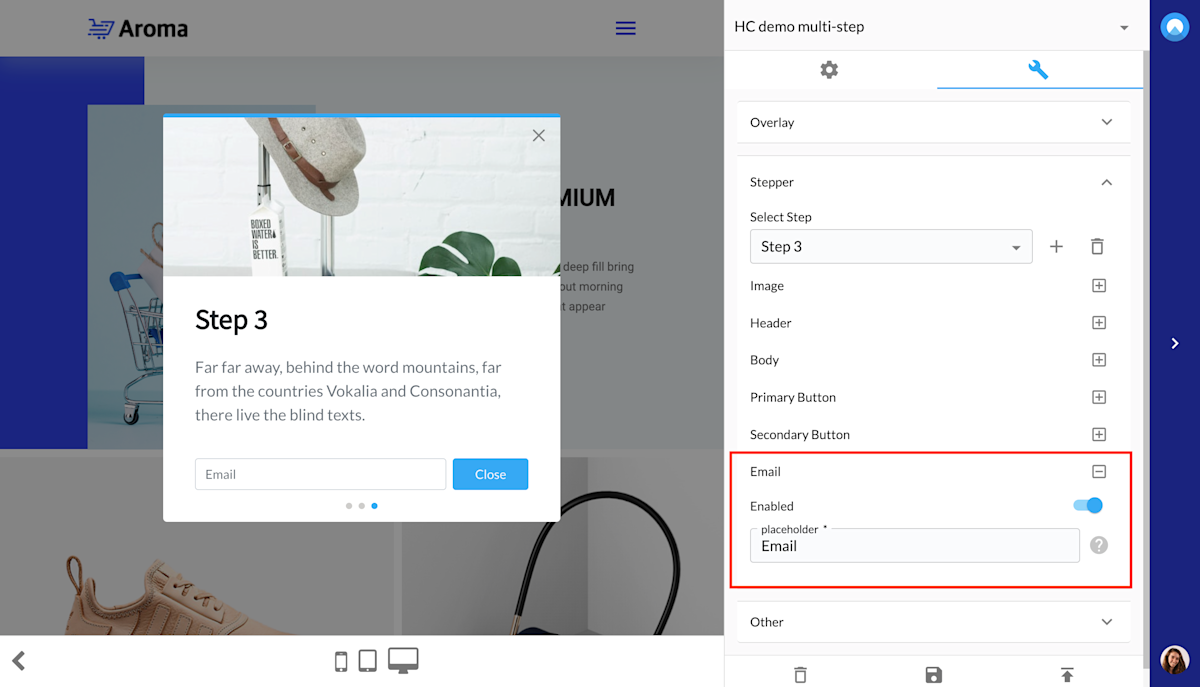Add an email field to the final step