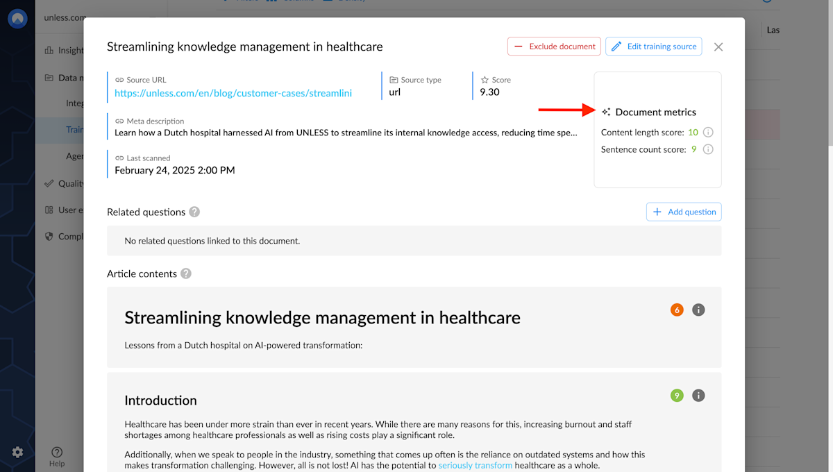 Document metrics