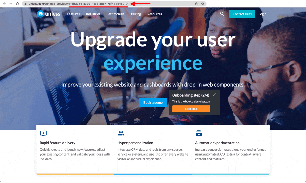 Locate the ID of an experience in the URL field