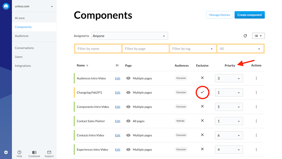 Experiences list view with prioritized and exclusive experiences at a glance