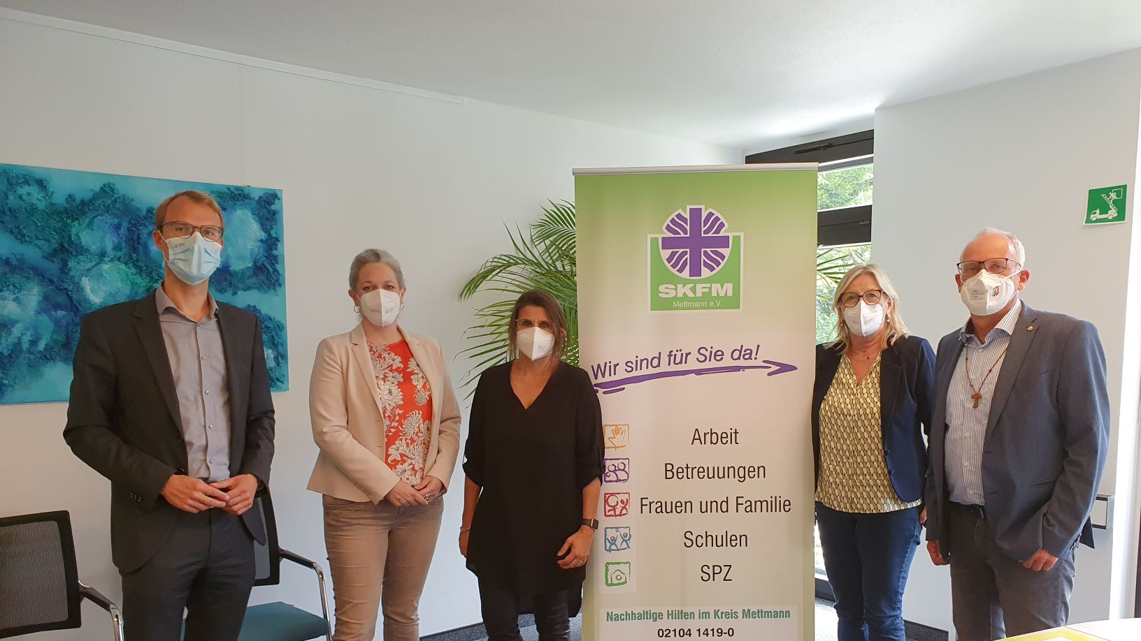Landtagsabgeordnete Martin Sträßer und Dr. Christian Untrieser trafen Lilo Löffler vom Sozialdienst Katholischer Frauen und Männer (SKFM) in Mettmann: „Wir müssen in und nach der Pandemie die sozialen Dienste stärken!“