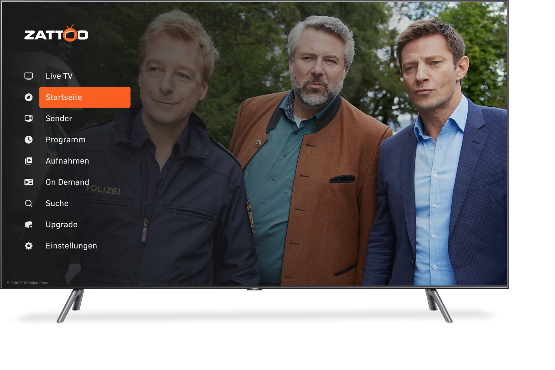 ZDF im TV mit dem Zattoo Startmenü