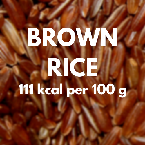 111 kcal per 100 g of brown rice