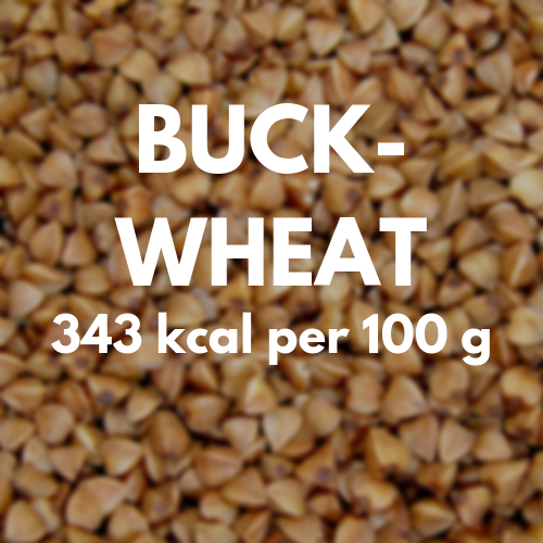 343 kcal per 100 g of buckwheat