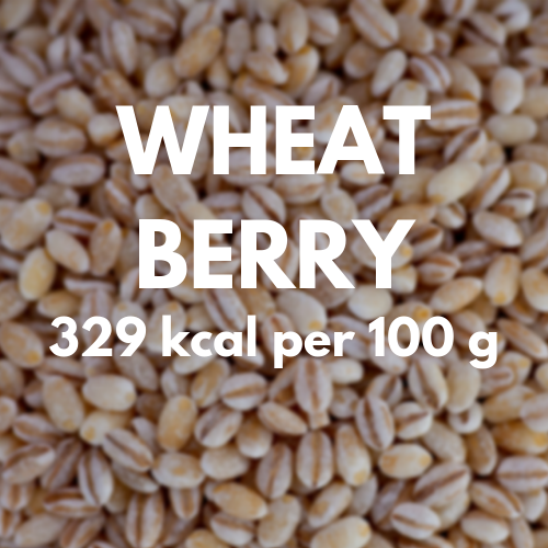329 kcal per 100 g of wheat berry