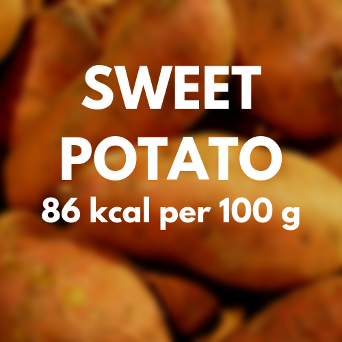 86 kcal per 100 g of sweet potatoes