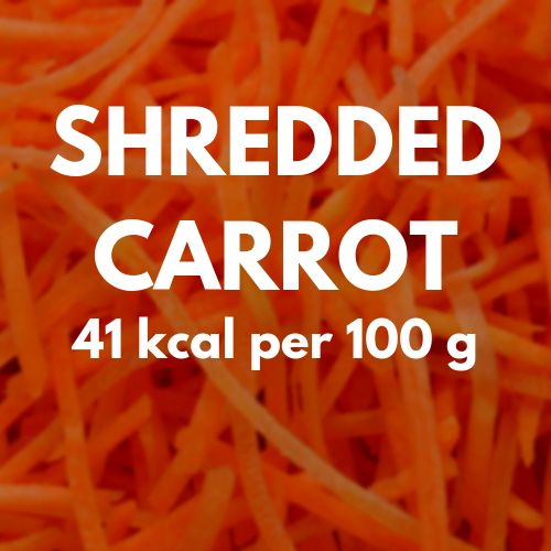41 kcal per 100 g of shredded carrot