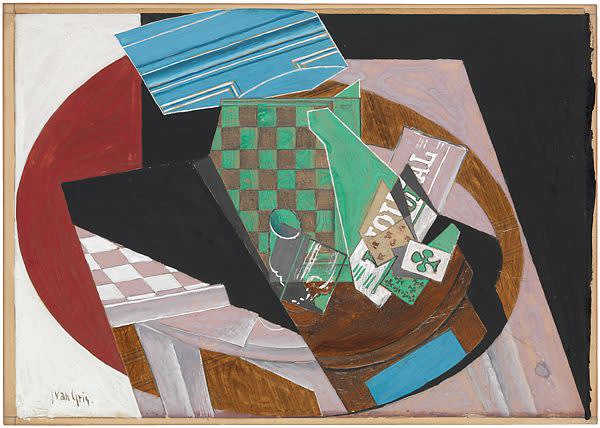  Juan Gris , Checkerboard and Playing Cards, 1915 