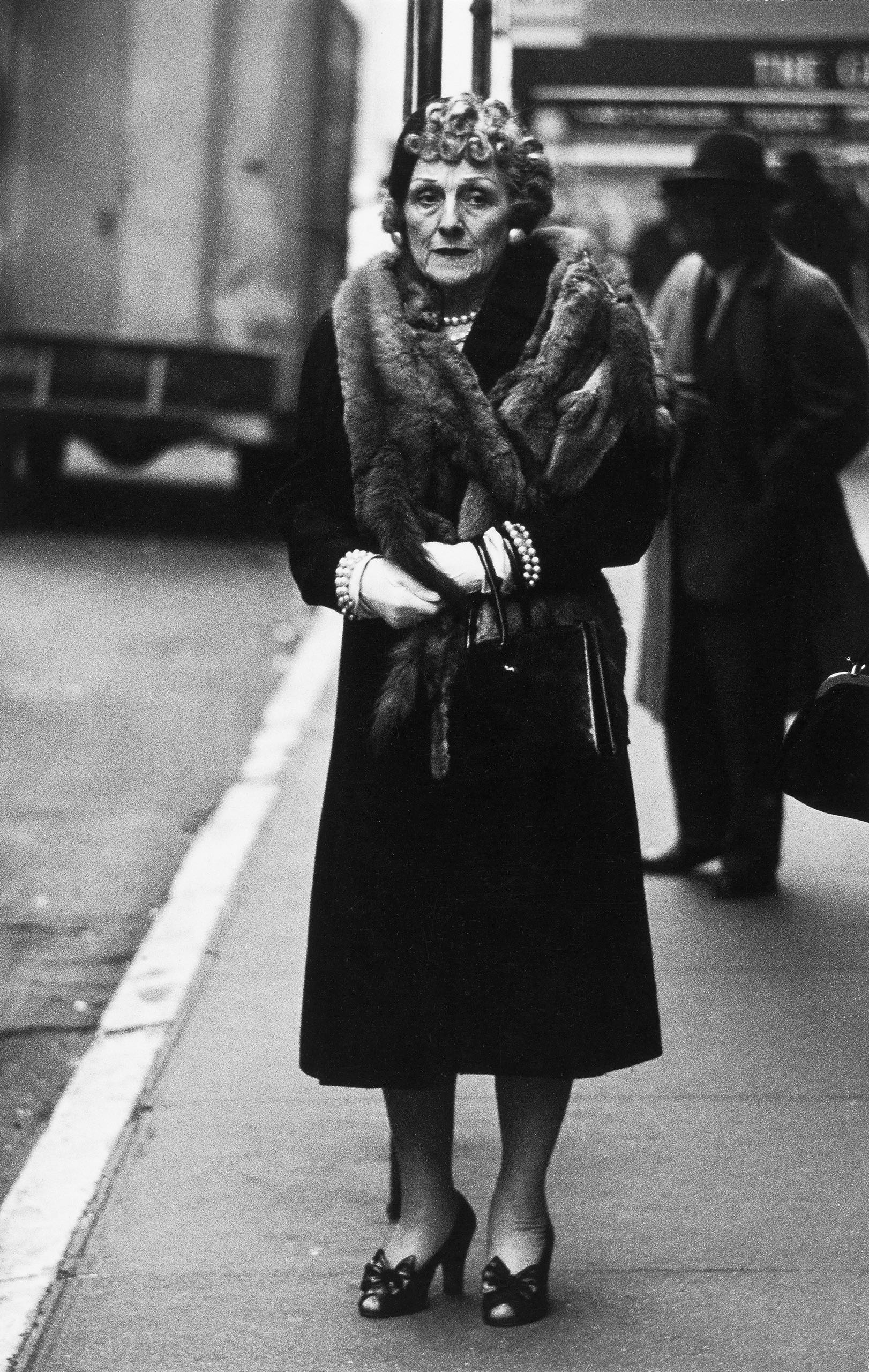 Woman in a mink stole and bow shoes  n.y.c. 1956