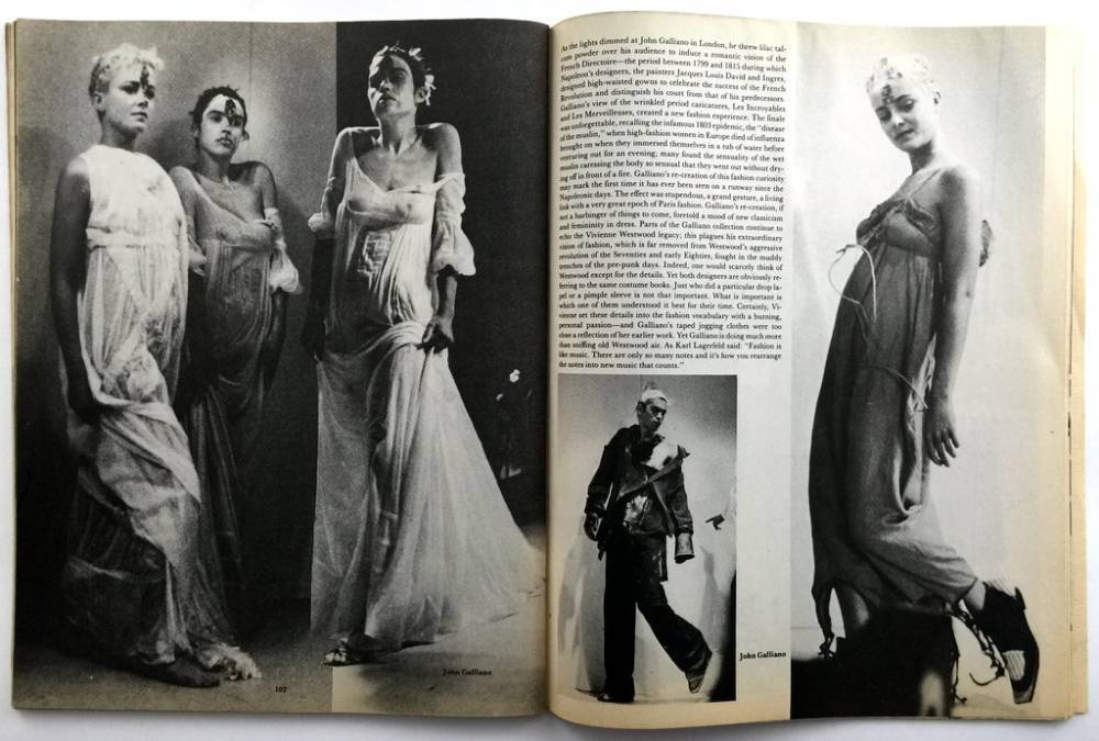  John Galliano , Spring/Summer 1986, Models doused in water, Photo by Bill Cunningham 